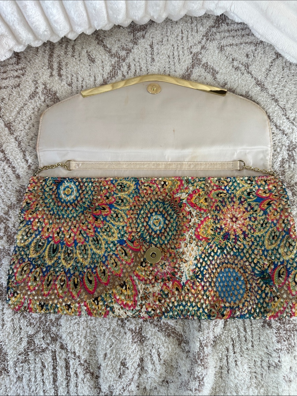 Vintage Jessica McClintock Sequin Evening Clutch Gold Chain statement bag - Picture 15 of 17